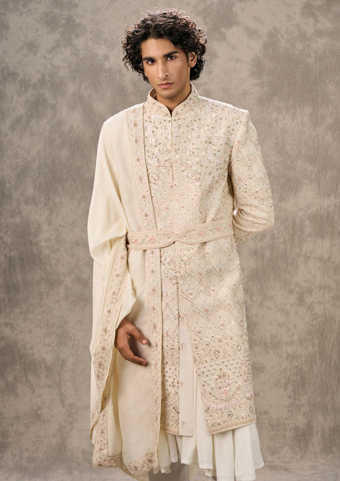 Twamev Men Aesthetic Cream Sherwani