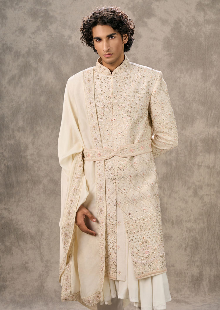 Twamev Men Aesthetic Cream Sherwani