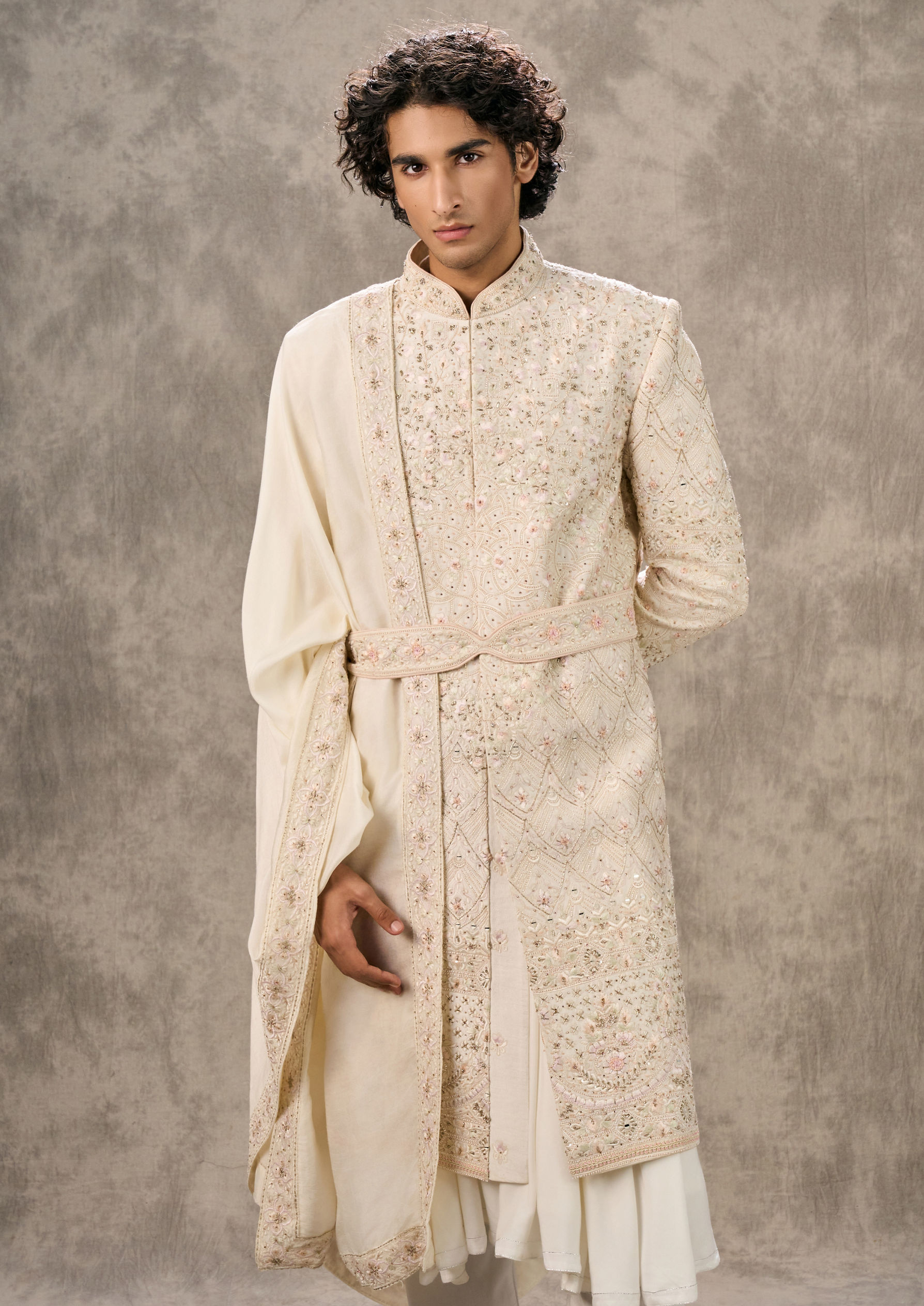 Twamev Men Aesthetic Cream Sherwani