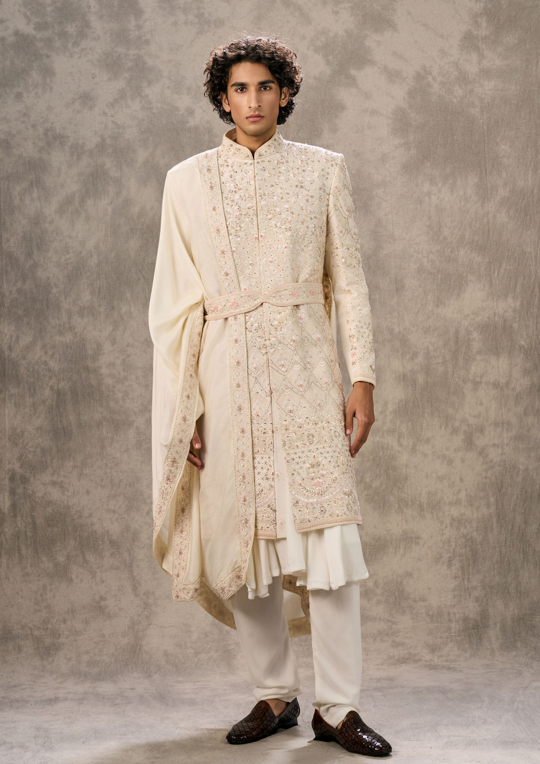 Twamev Men Aesthetic Cream Sherwani