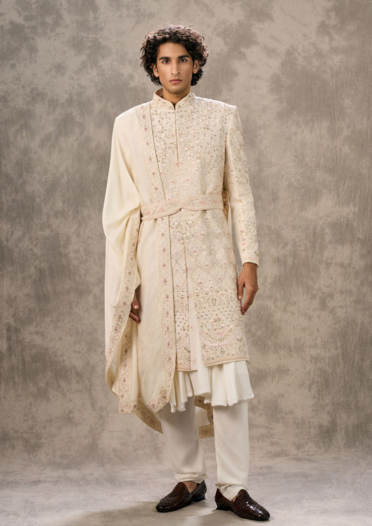 Twamev Men Aesthetic Cream Sherwani
