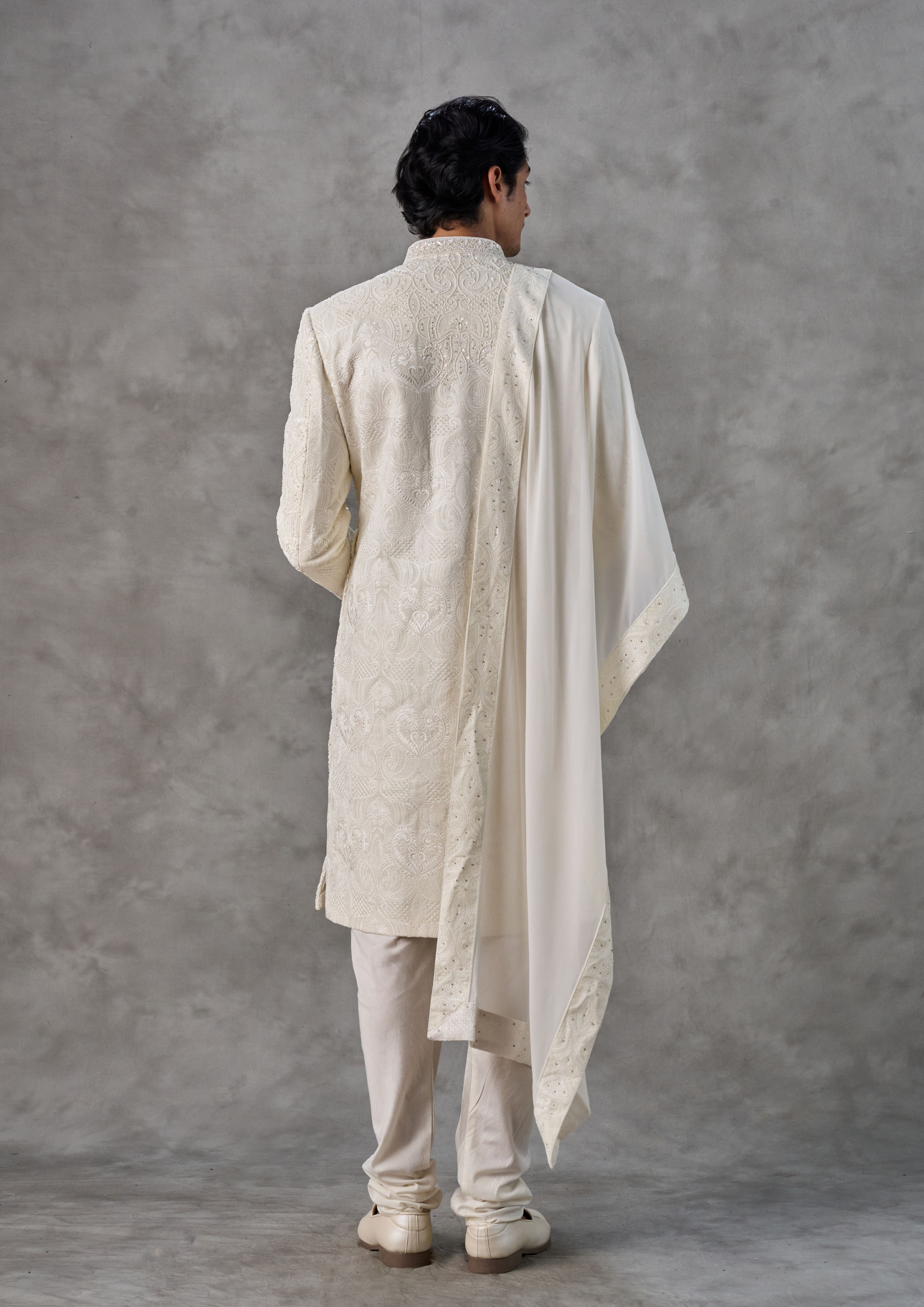 Twamev Men Warm White Extravagant Sherwani