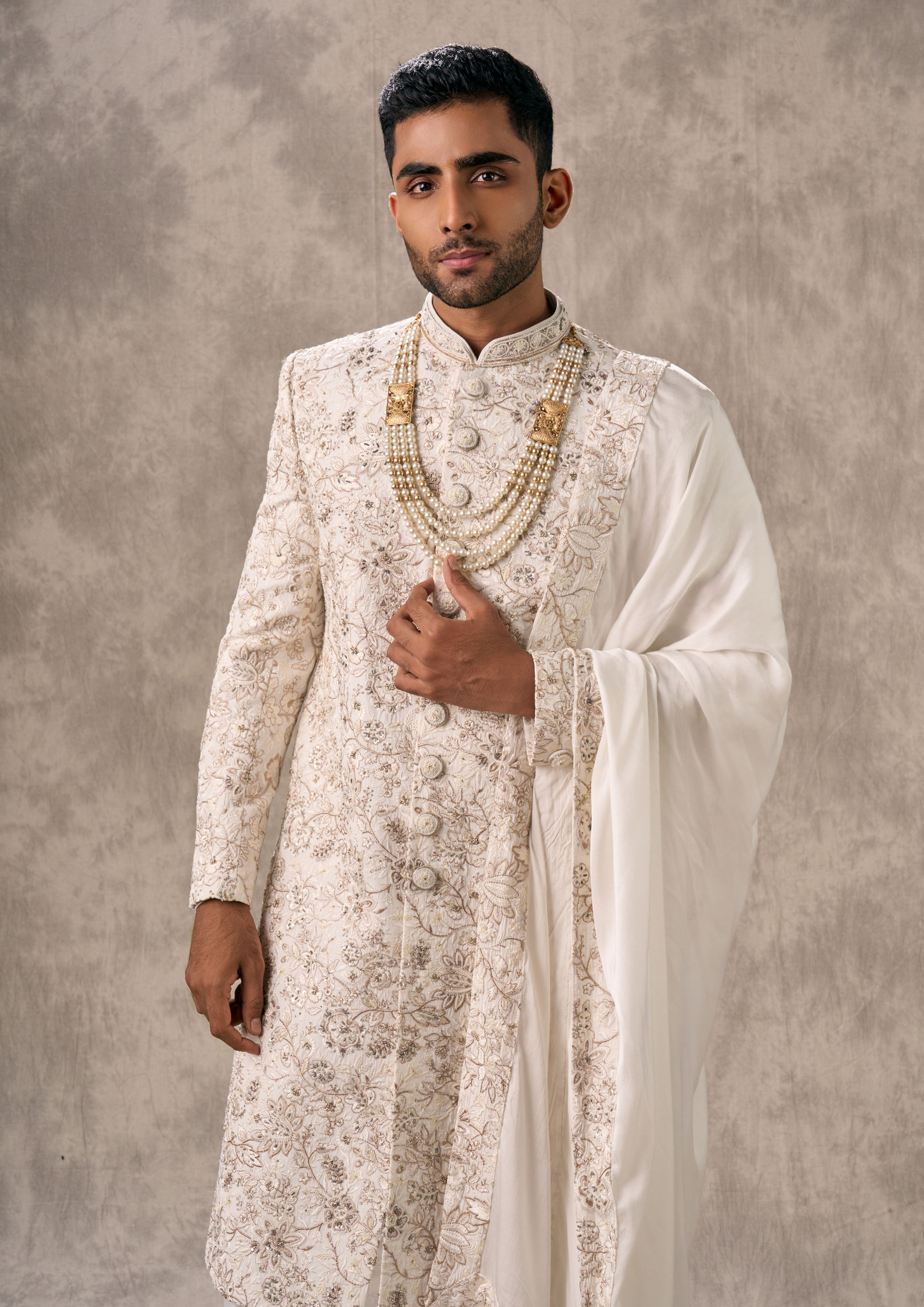 Twamev Men Cream Splendor Sherwani