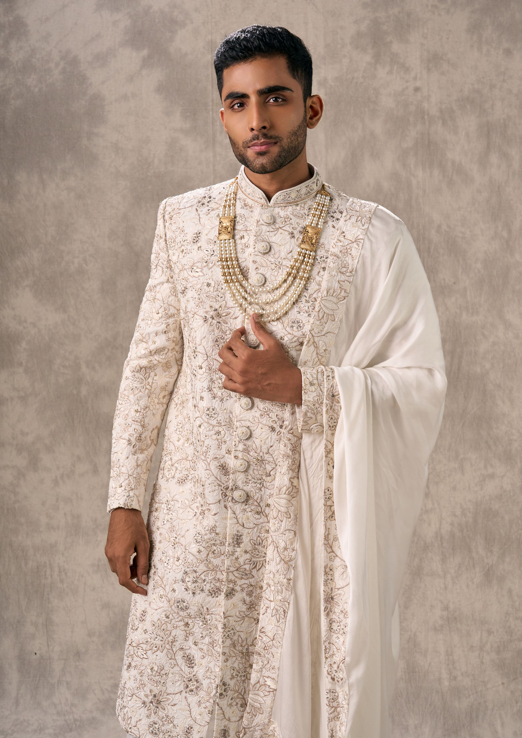 Twamev Men Cream Splendor Sherwani