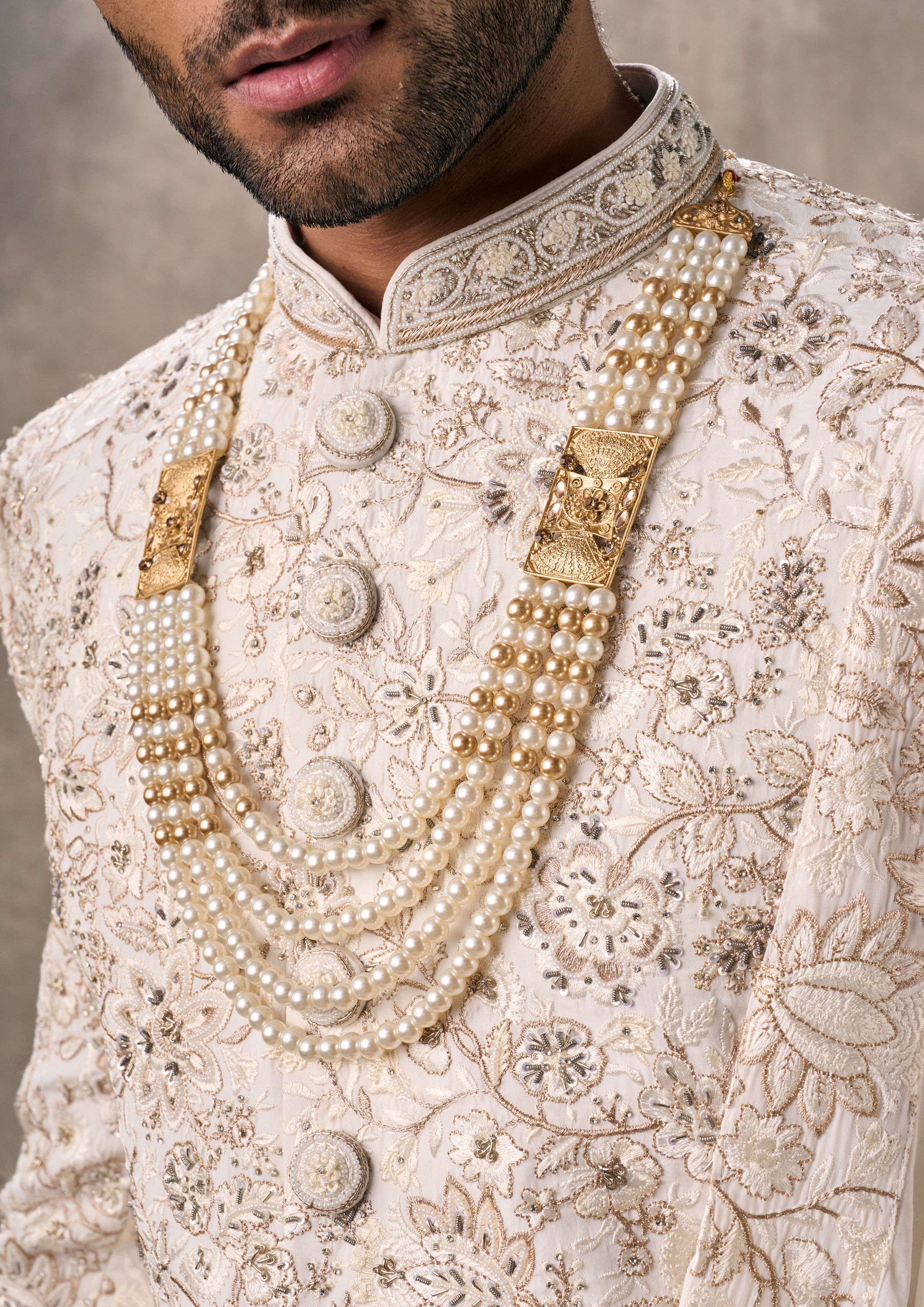 Twamev Men Cream Splendor Sherwani