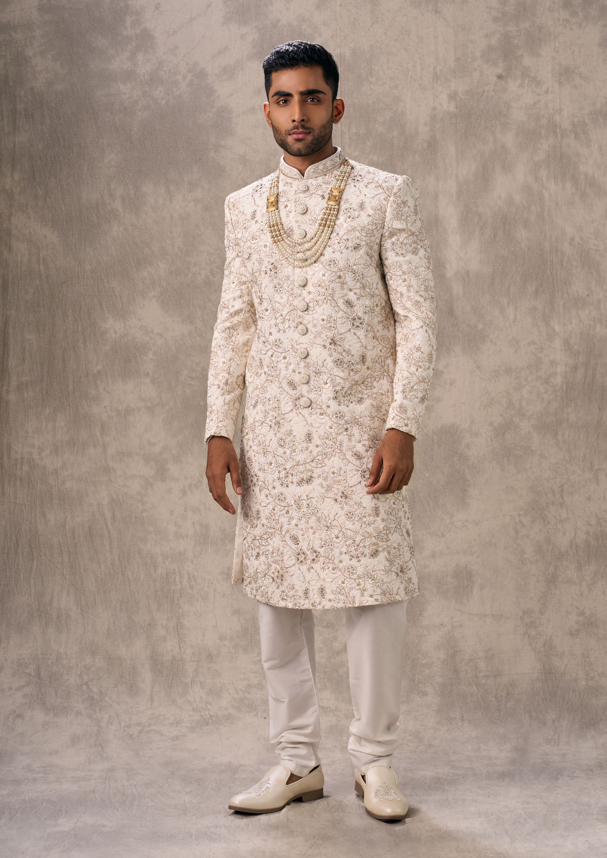 Twamev Men Cream Splendor Sherwani