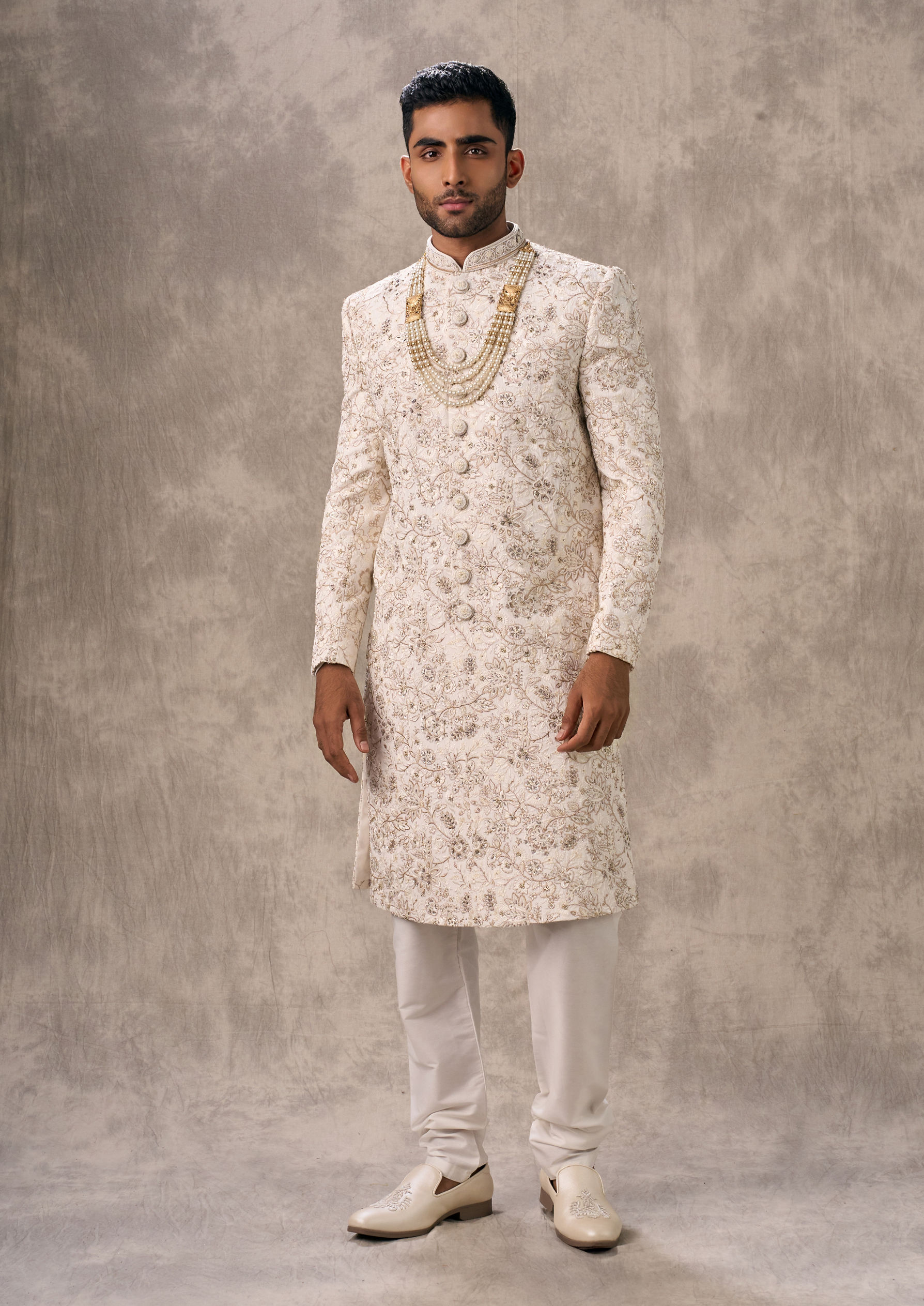Twamev Men Cream Splendor Sherwani