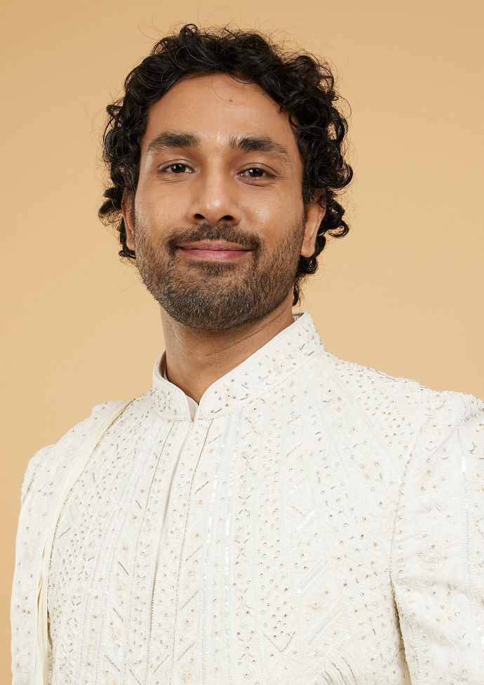 Twamev Men Opulent Cream Sherwani