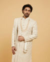 Beige Pink Silk Dori Embroidered Sherwani
