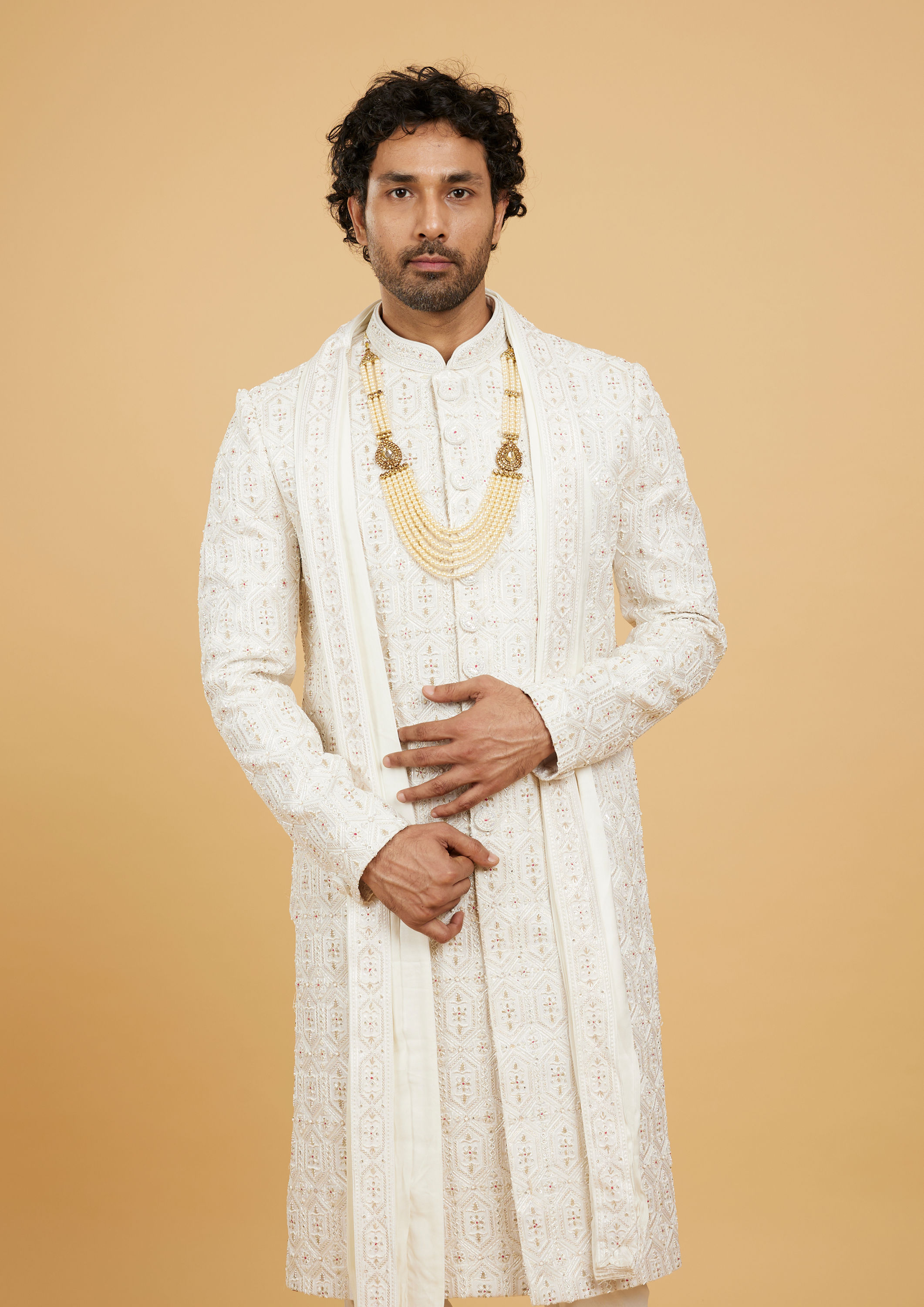 Twamev Men Cream Royalty Sherwani