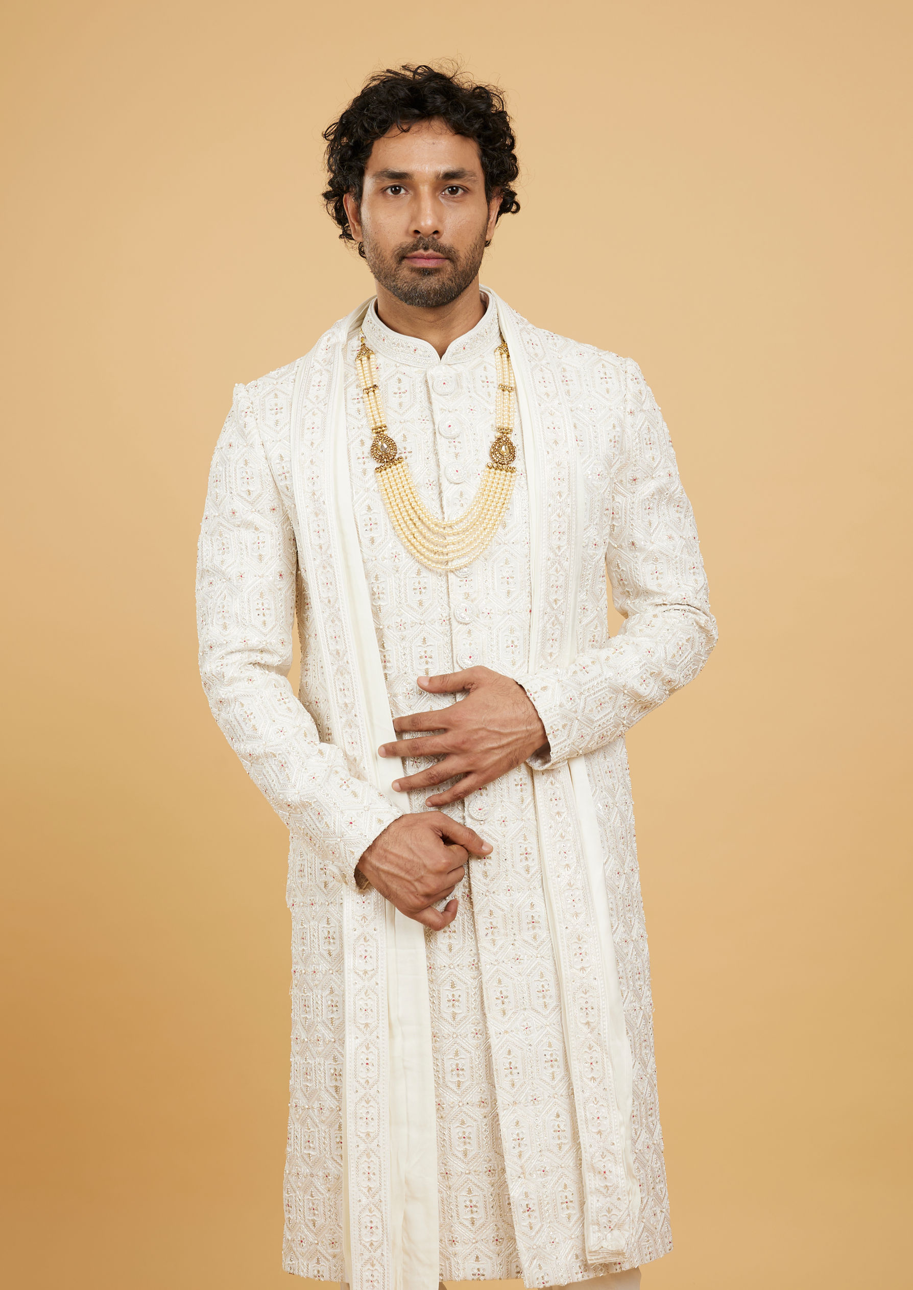 Twamev Men Cream Royalty Sherwani