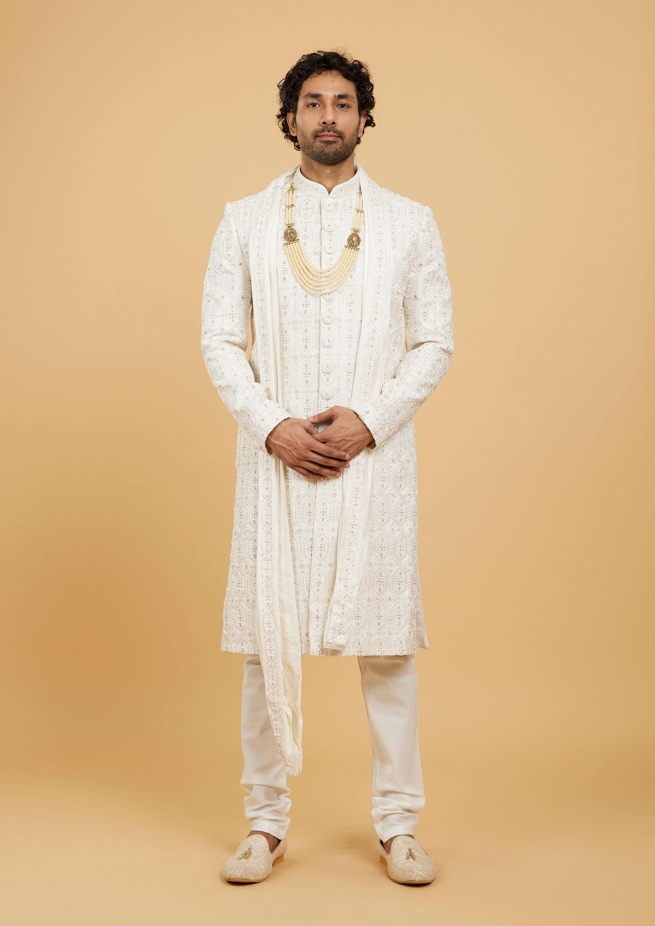 Twamev Men Cream Royalty Sherwani