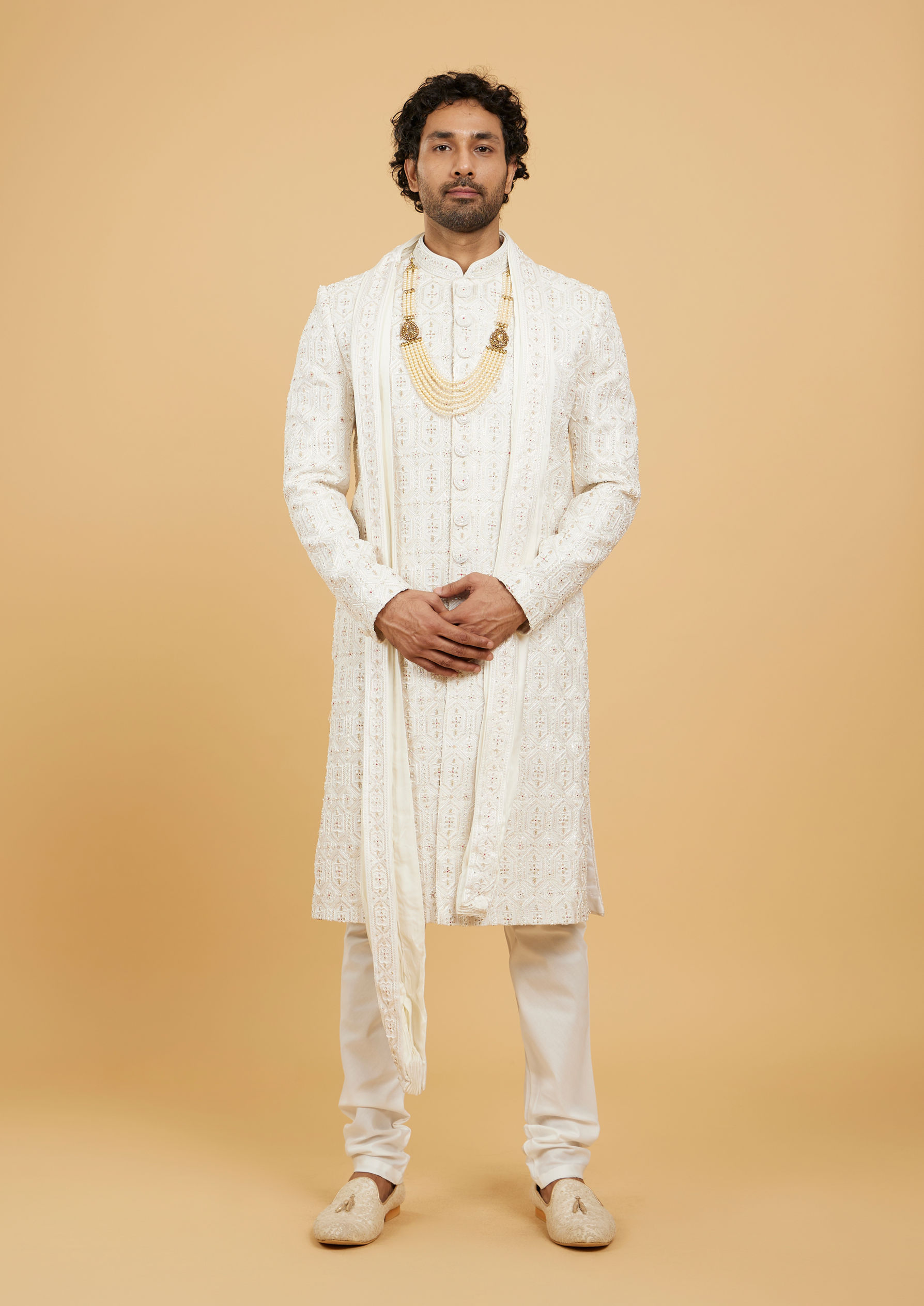 Twamev Men Cream Royalty Sherwani