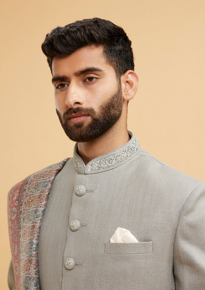 Twamev Men Light Mid Green Enchanting Sherwani