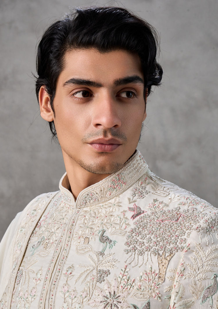 Twamev Men Cream Elegance Sherwani