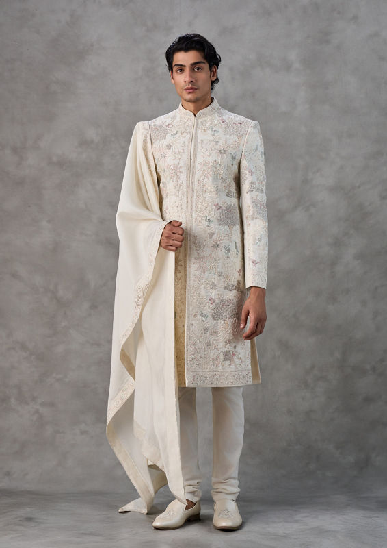 Twamev Men Cream Elegance Sherwani