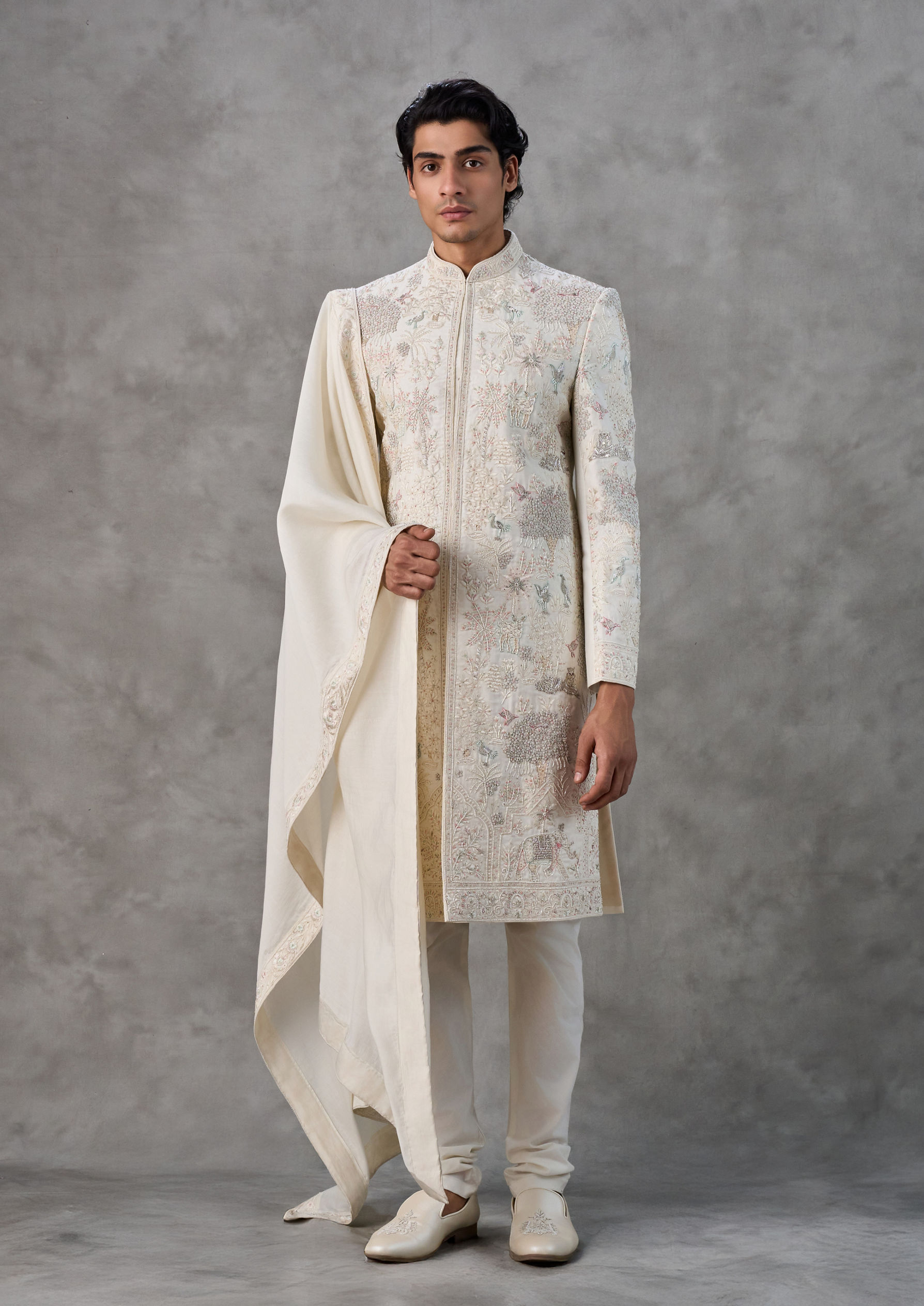 Twamev Men Cream Elegance Sherwani