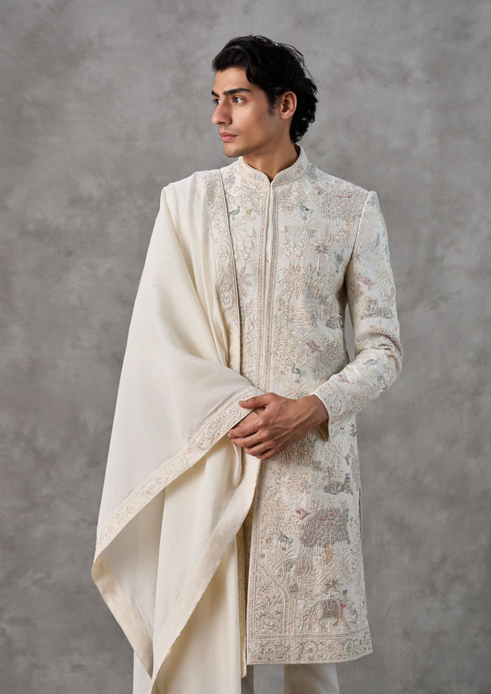 Twamev Men Cream Elegance Sherwani