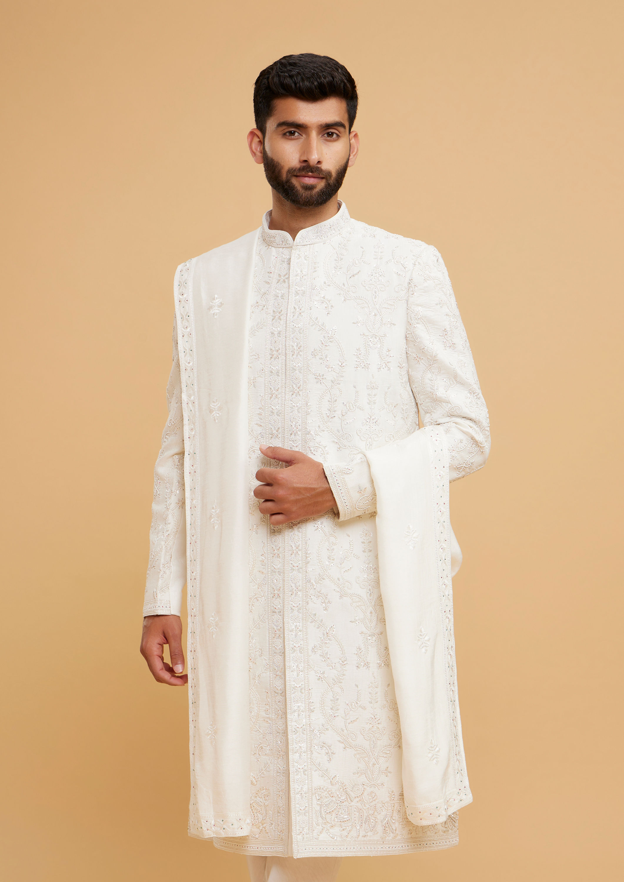 Twamev Men Regal cream Sherwani