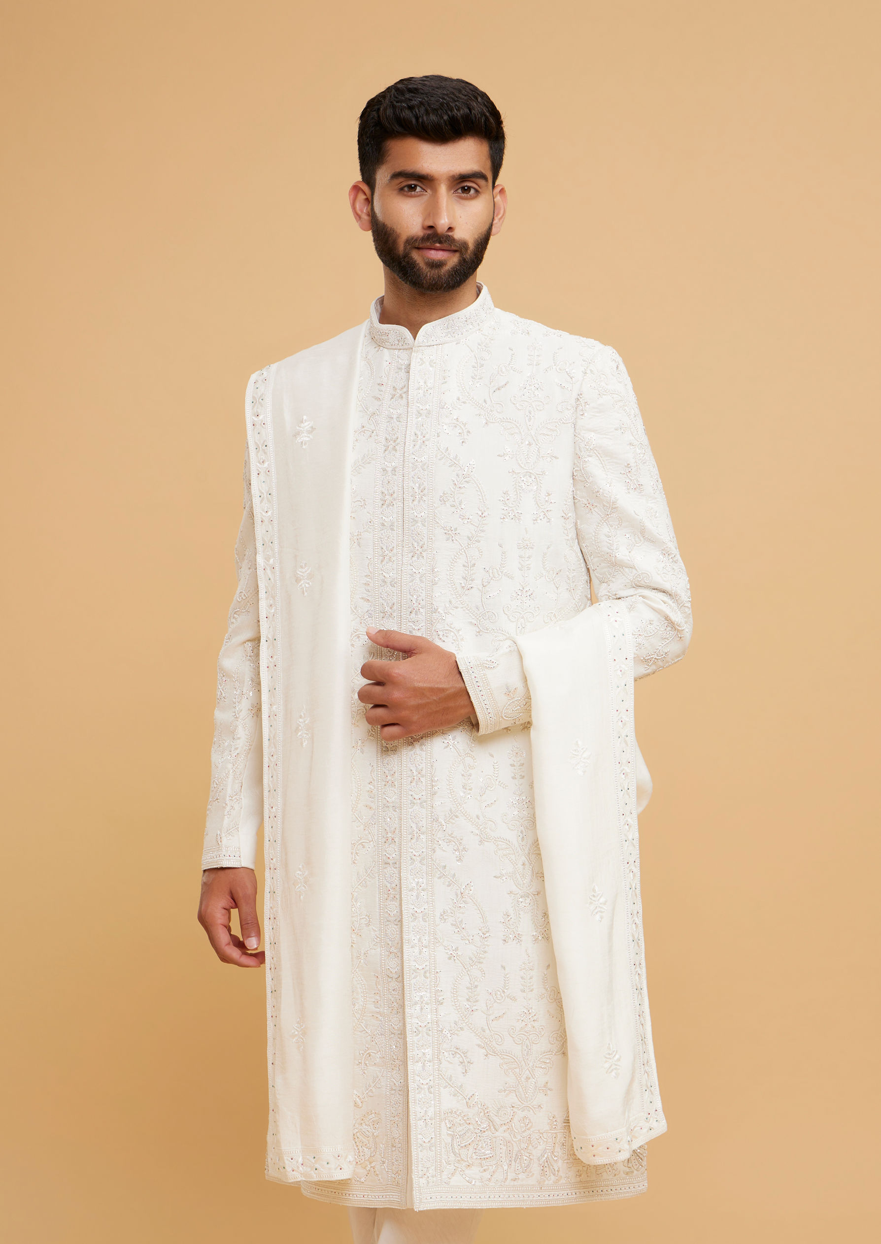 Twamev Men Regal cream Sherwani