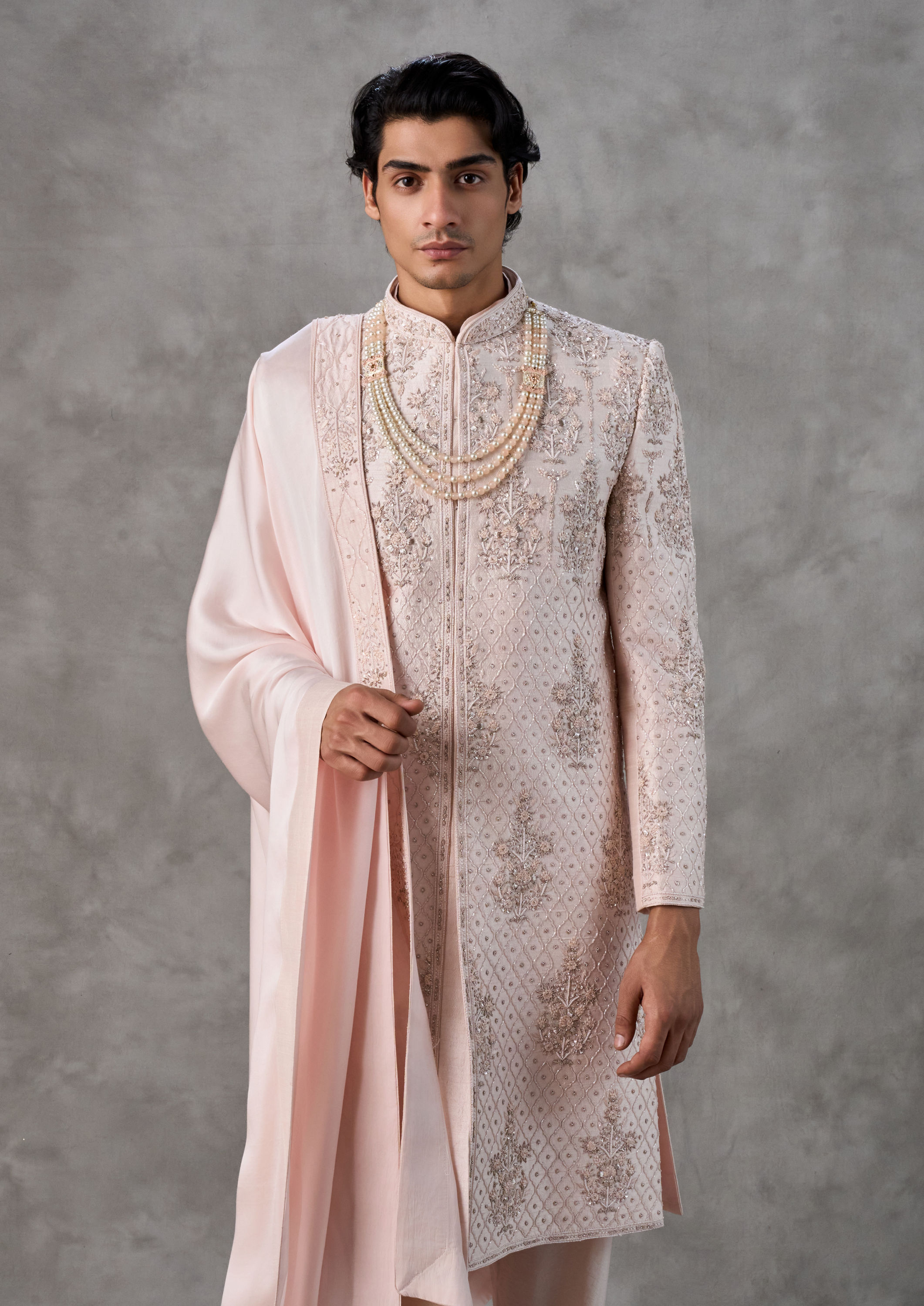 Twamev Men Royal Pink Sheen Sherwani