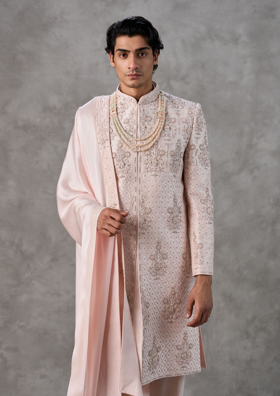 Twamev Men Royal Pink Sheen Sherwani