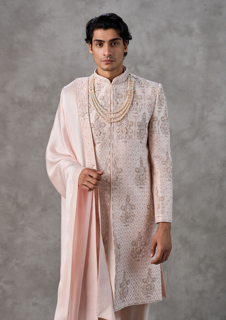 Twamev Men Royal Pink Sheen Sherwani