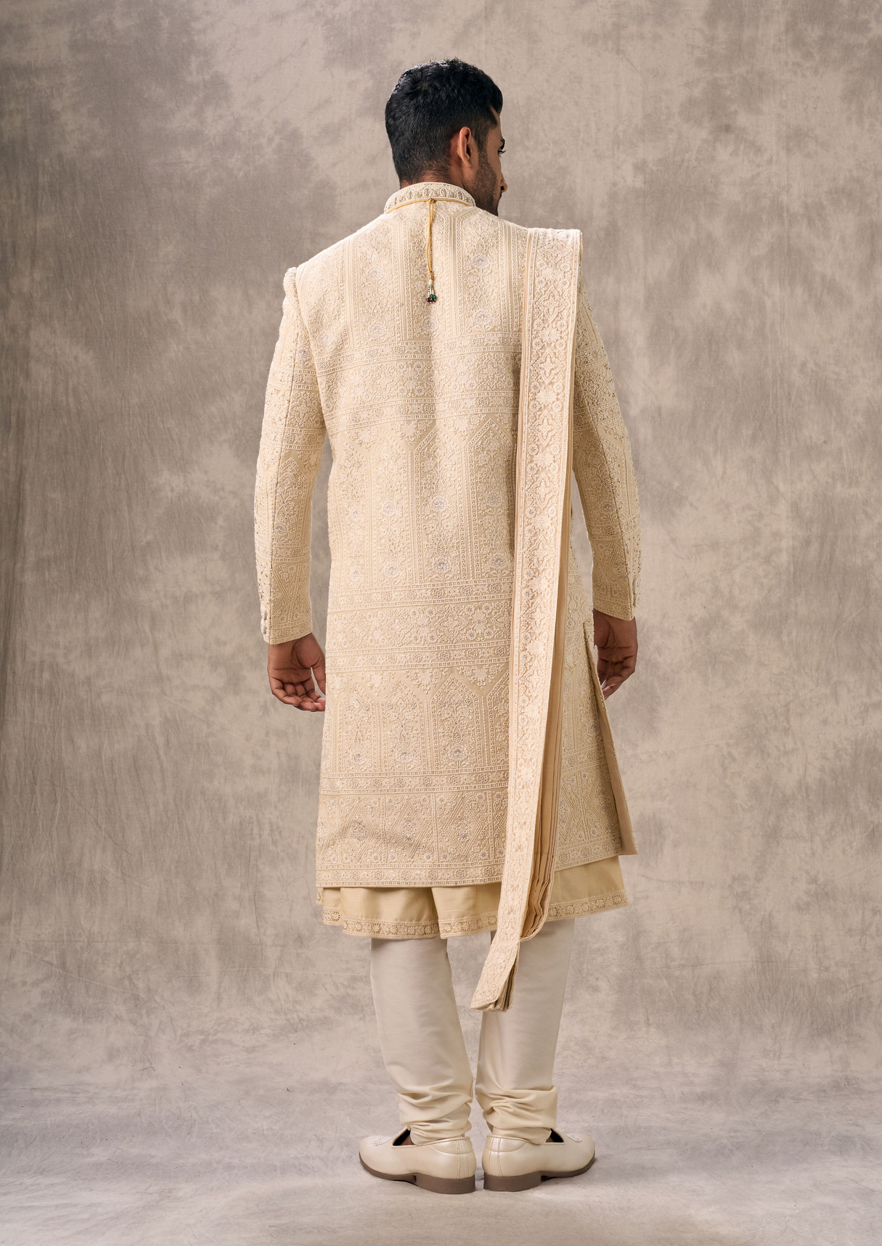 Twamev Men Twinkling Fawn Elegance Sherwani