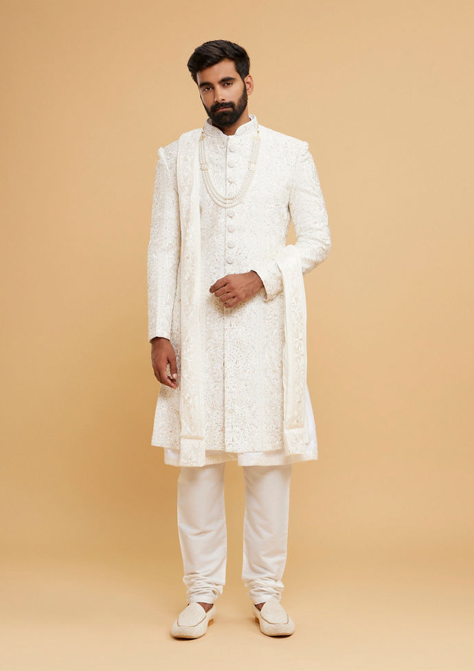 Twamev Men Cream Extravaganza Sherwani