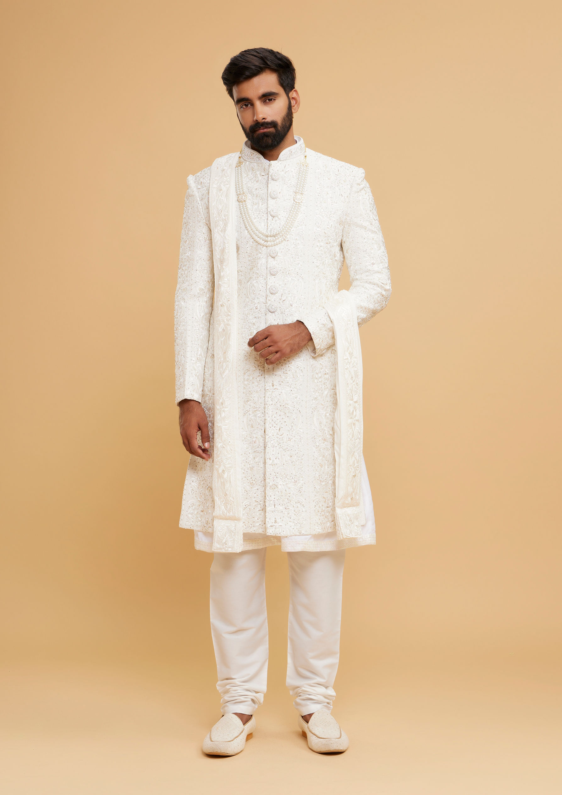 Twamev Men Cream Extravaganza Sherwani