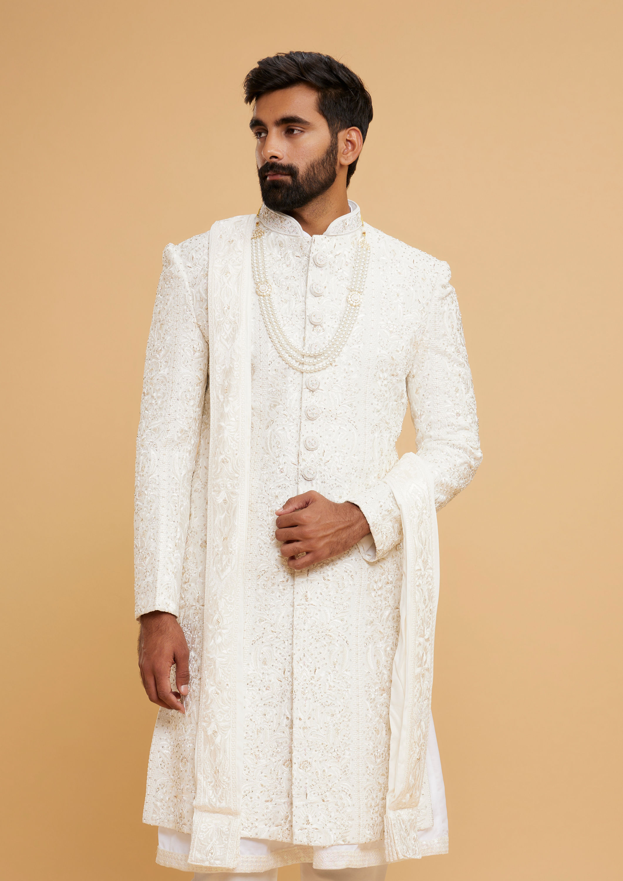 Twamev Men Cream Extravaganza Sherwani