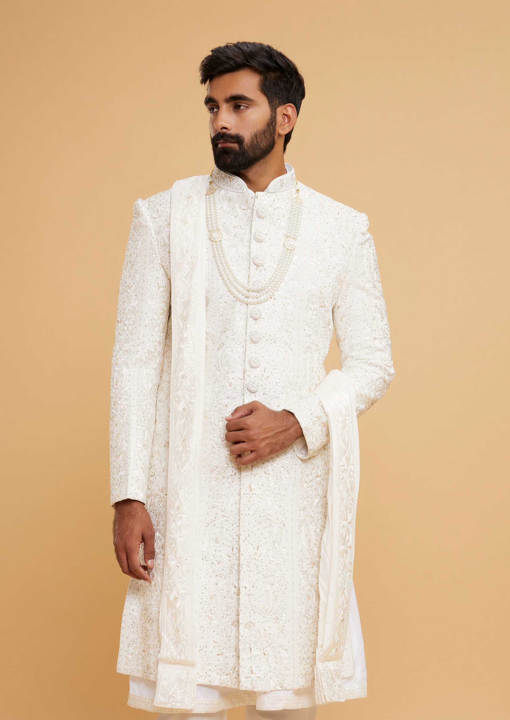Twamev Men Cream Extravaganza Sherwani