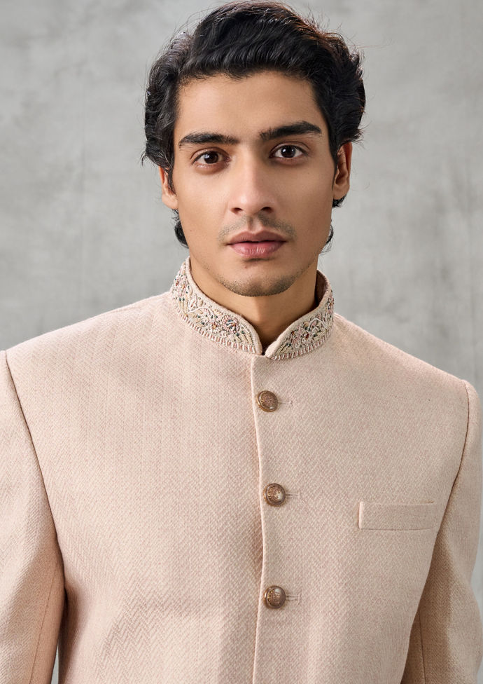 Twamev Men Peach Extravaganza Sherwani
