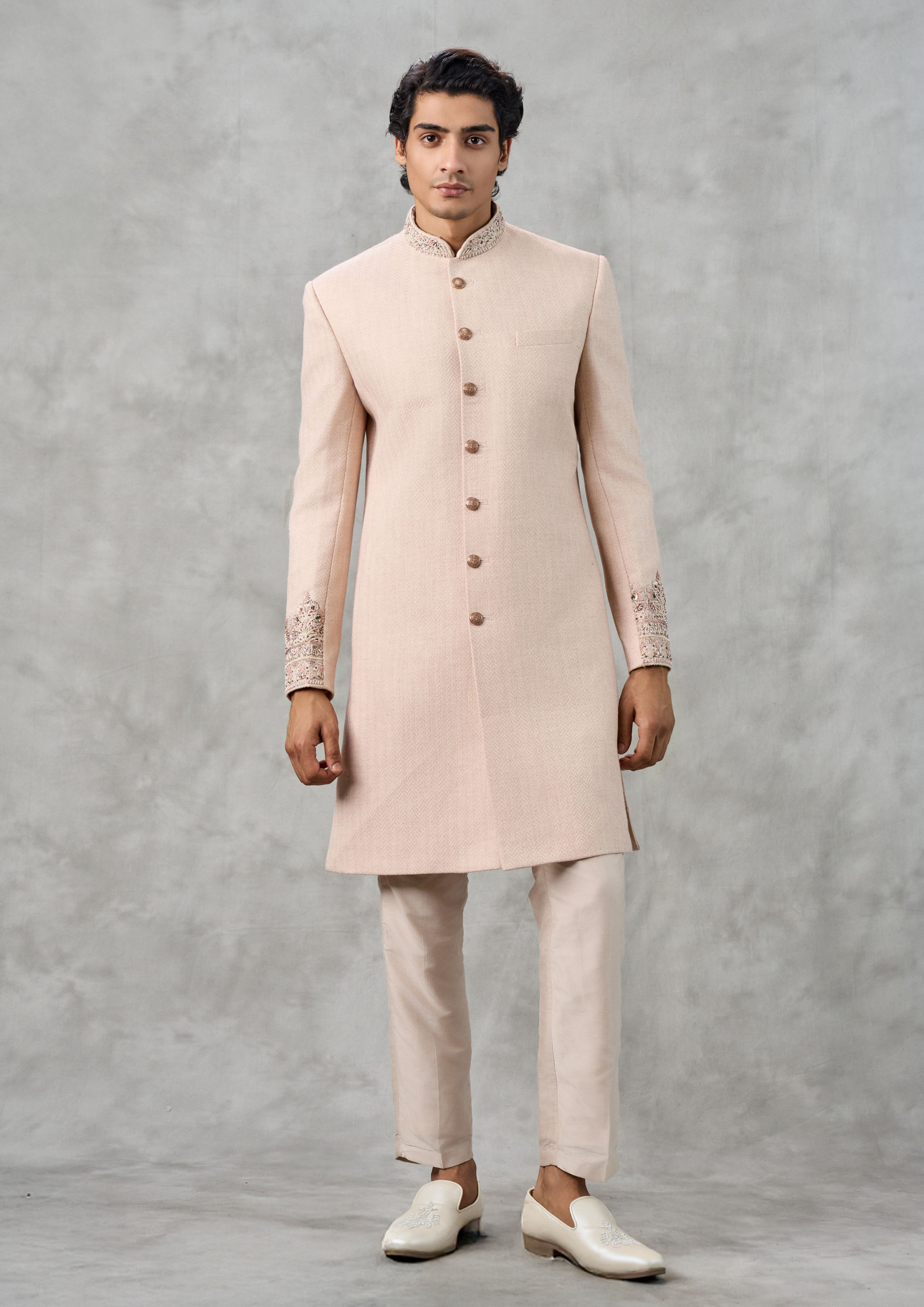 Twamev Men Peach Extravaganza Sherwani