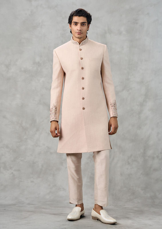 Twamev Men Peach Extravaganza Sherwani