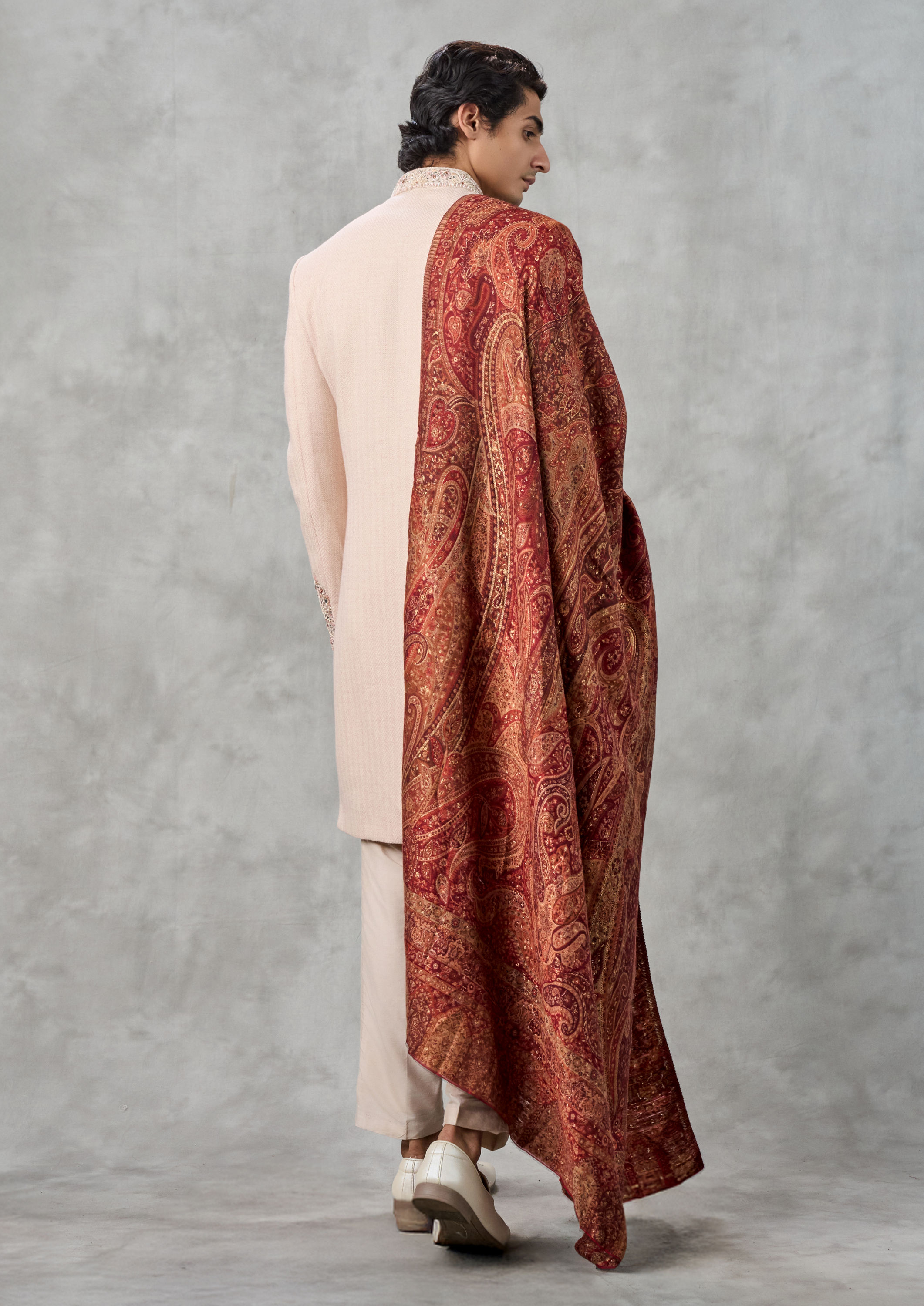 Twamev Men Peach Extravaganza Sherwani