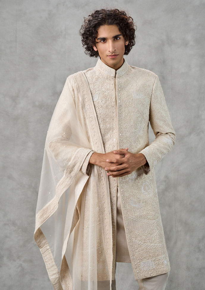 Twamev Men Cream Elegance Sherwani