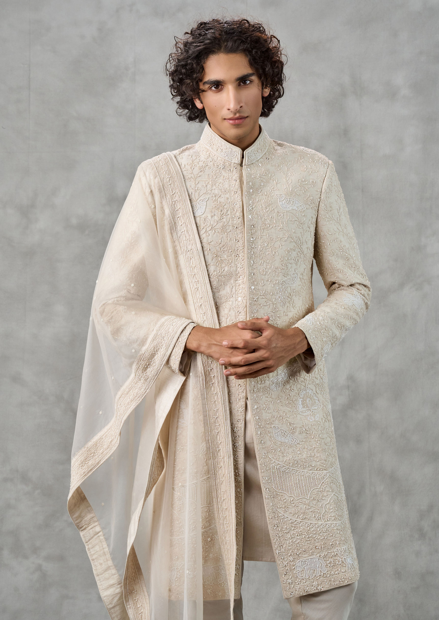 Twamev Men Cream Elegance Sherwani