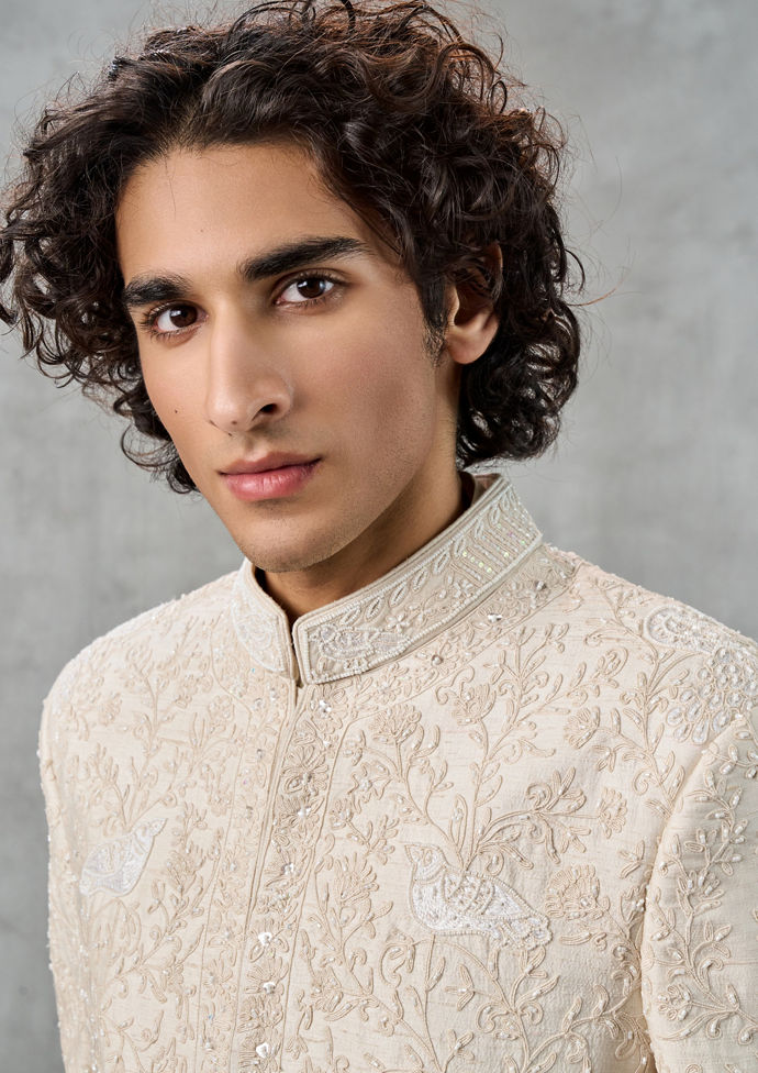 Twamev Men Cream Elegance Sherwani