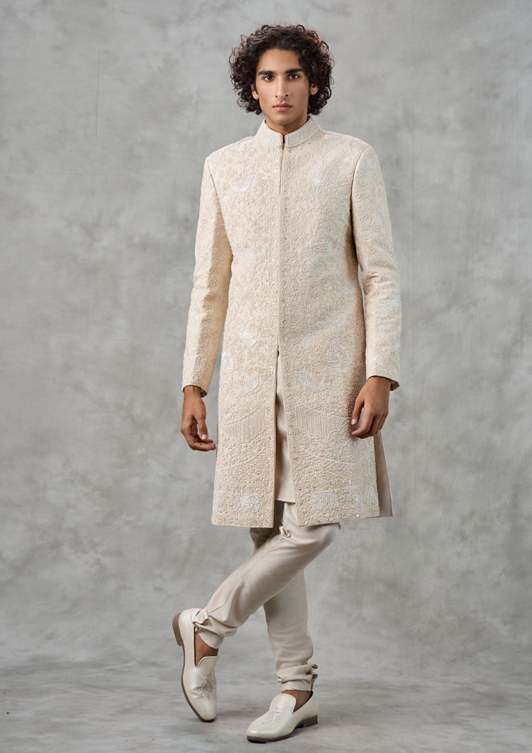 Twamev Men Cream Elegance Sherwani