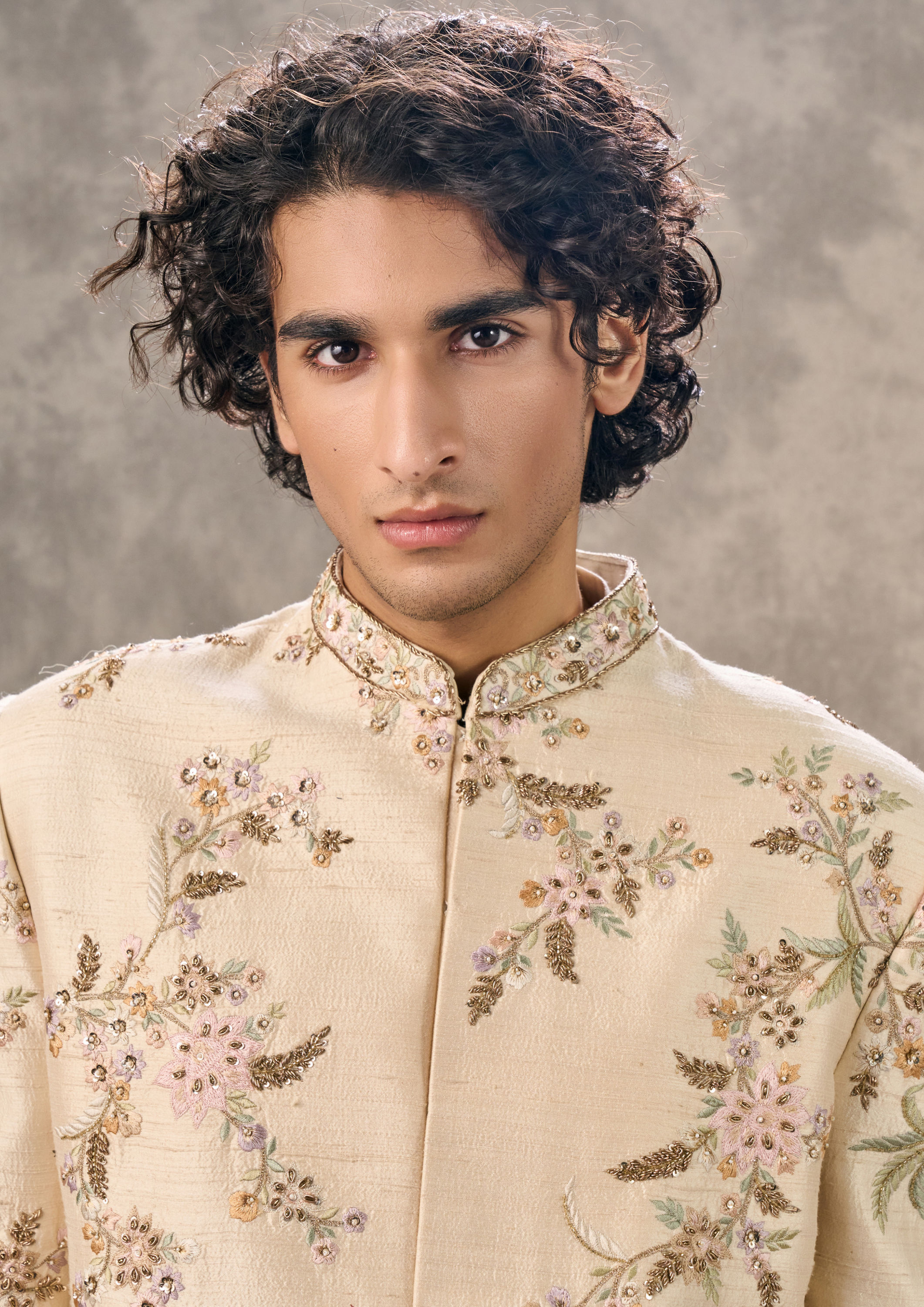 Twamev Men Fawn Elegance Silk Sherwani