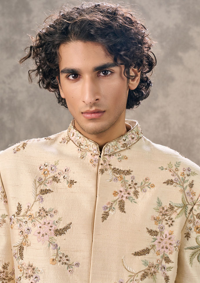 Twamev Men Fawn Elegance Silk Sherwani