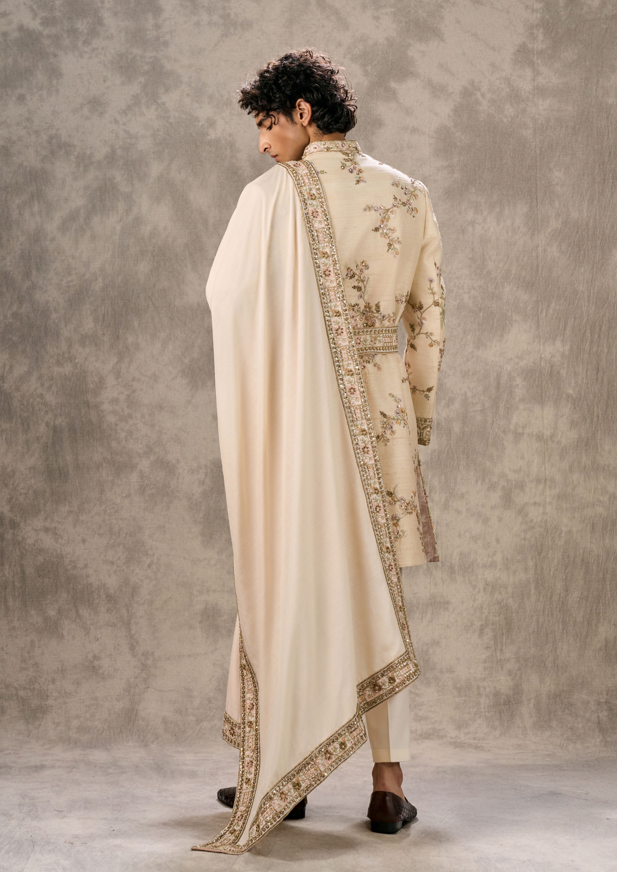 Twamev Men Fawn Elegance Silk Sherwani