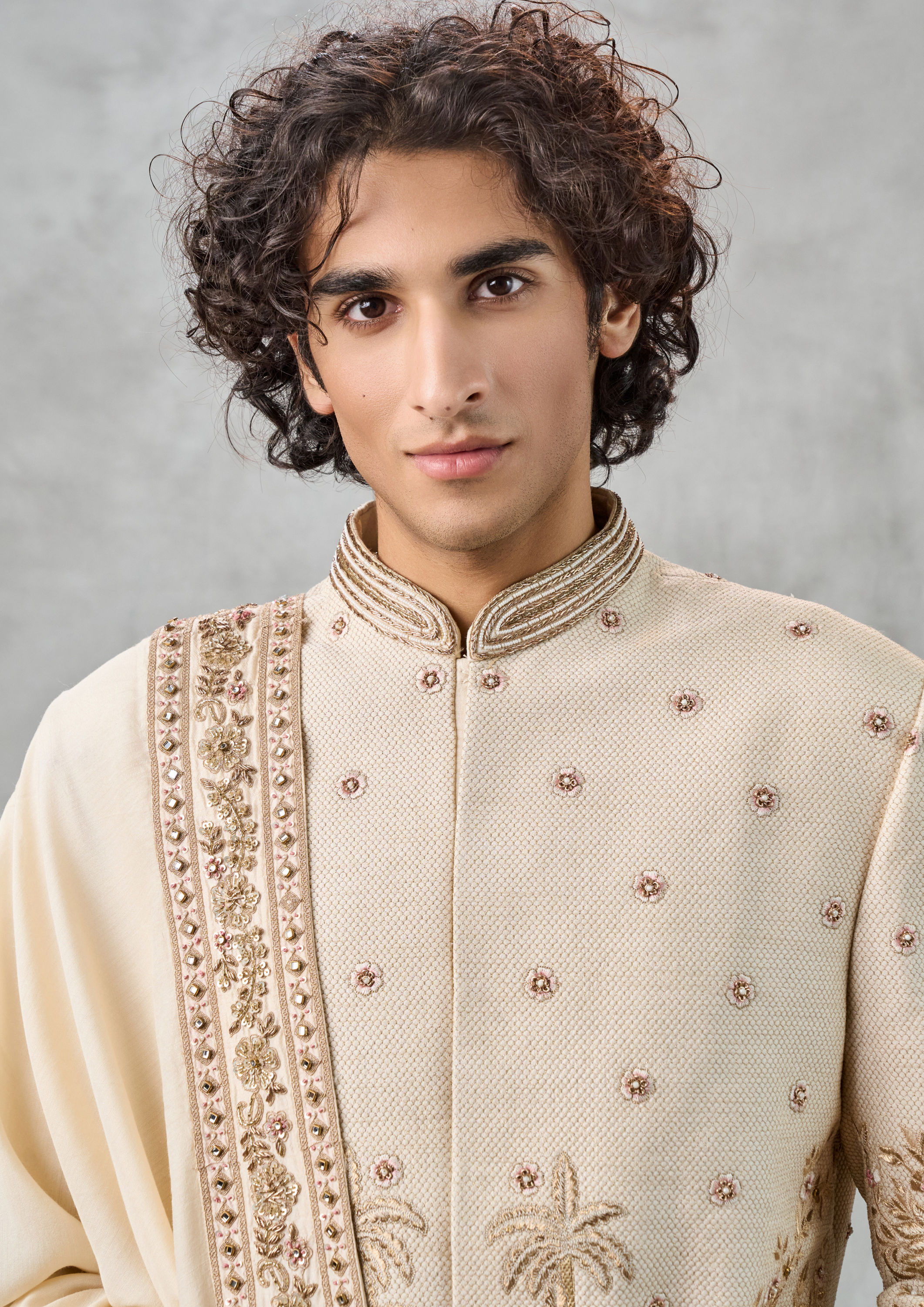 Twamev Men Fawn Elegance Silk Sherwani