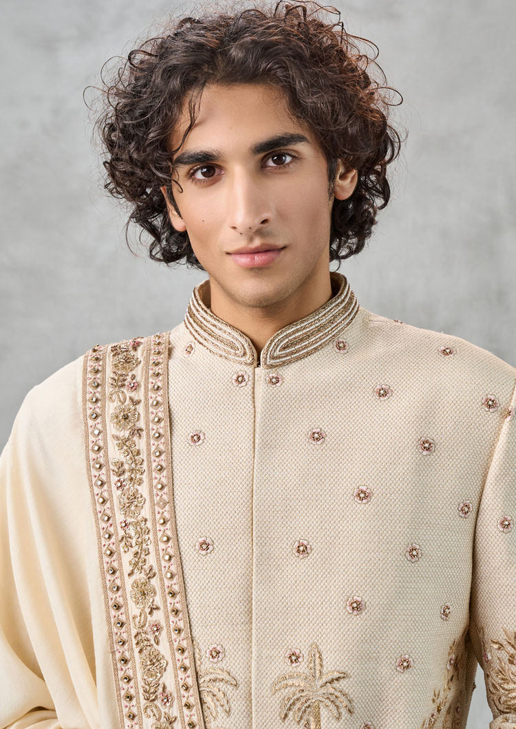 Twamev Men Fawn Elegance Silk Sherwani