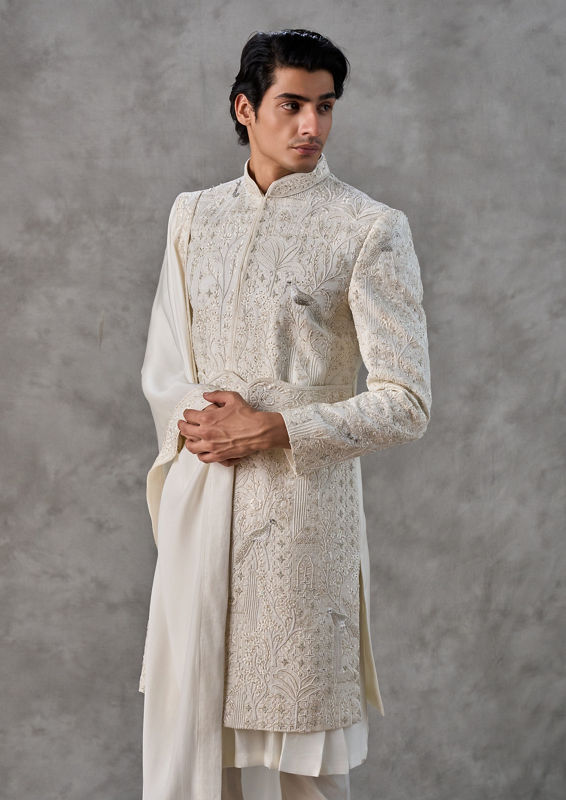 Twamev Men Royal Cream Elegance Sherwani