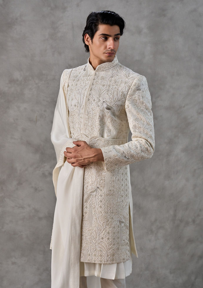 Twamev Men Royal Cream Elegance Sherwani