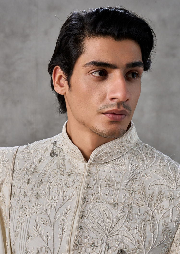 Twamev Men Royal Cream Elegance Sherwani