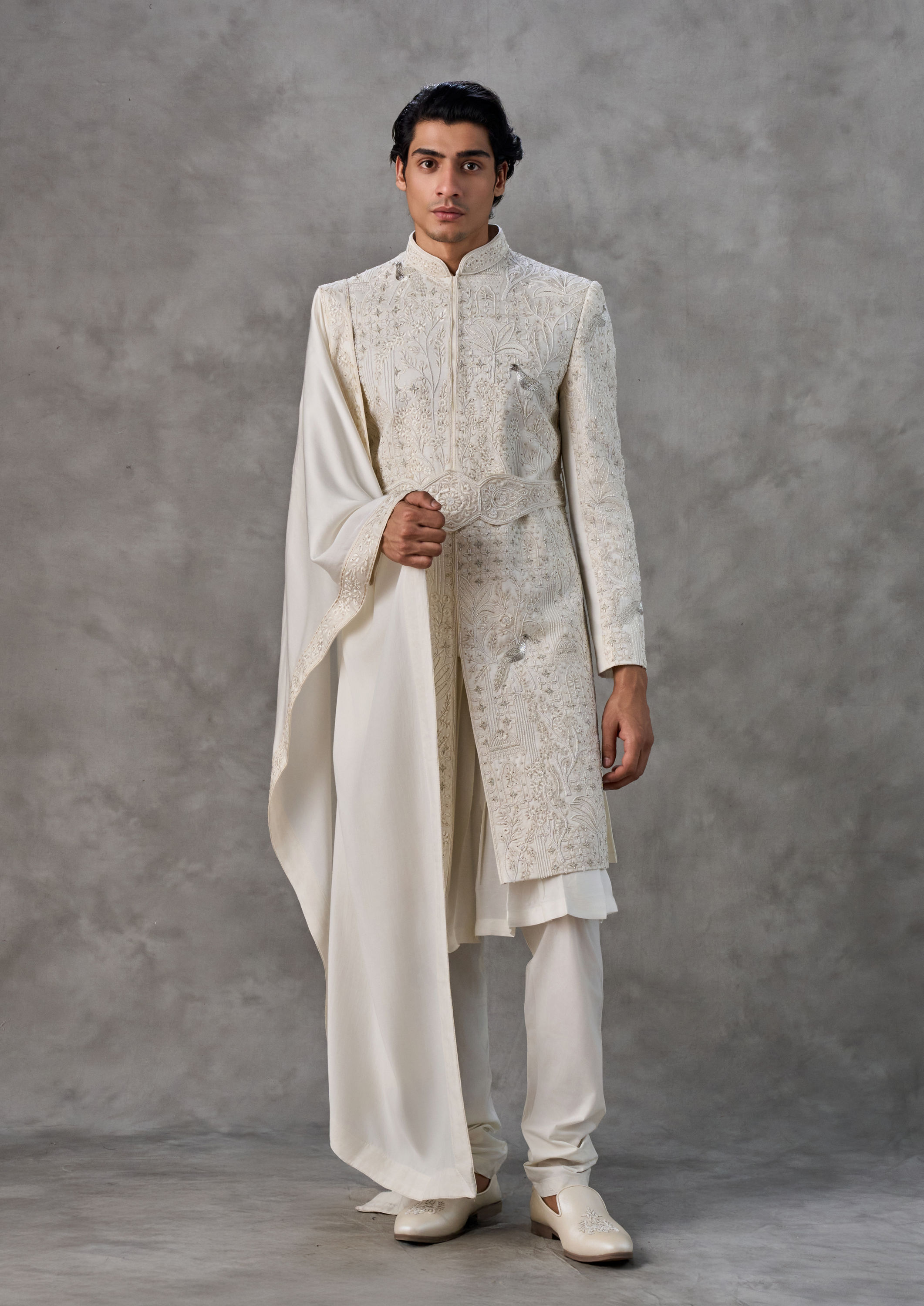 Twamev Men Royal Cream Elegance Sherwani