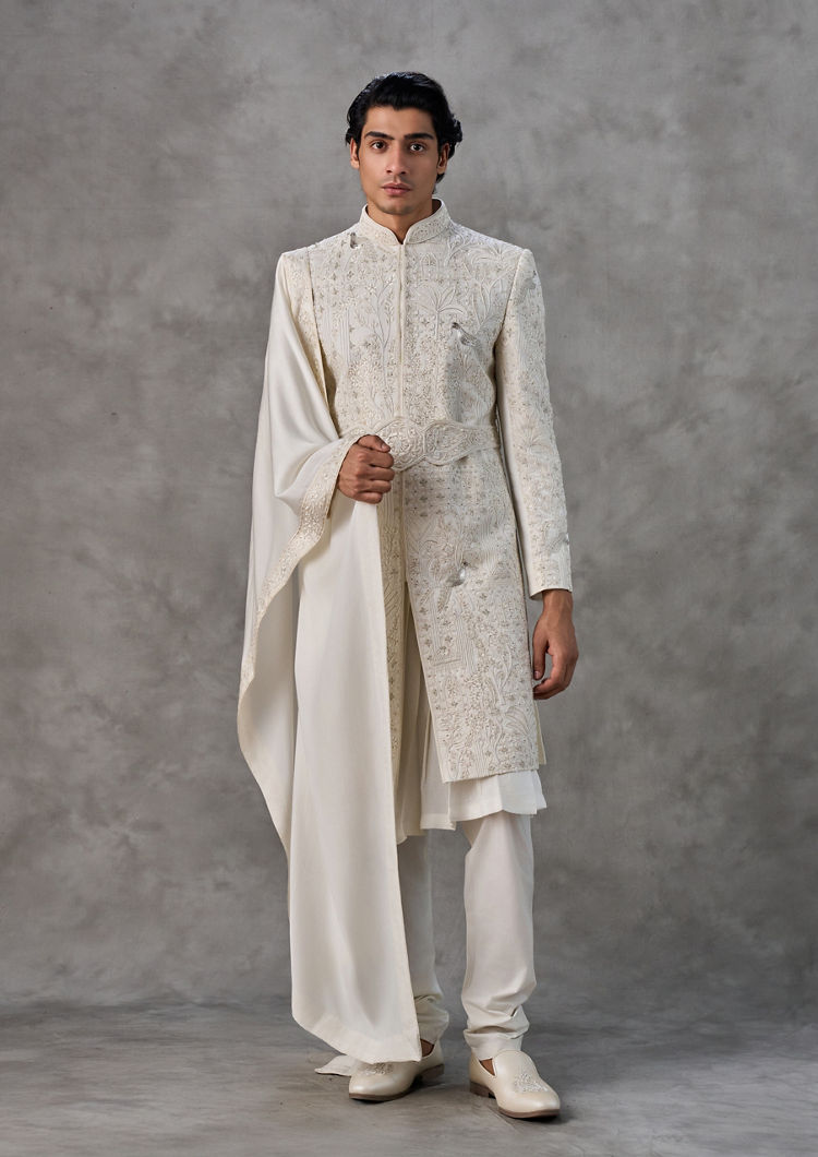 Twamev Men Royal Cream Elegance Sherwani
